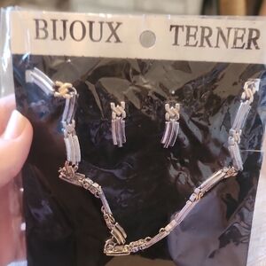 Bijoux Terner Silver-Tone Link Necklace with Matching Earrings